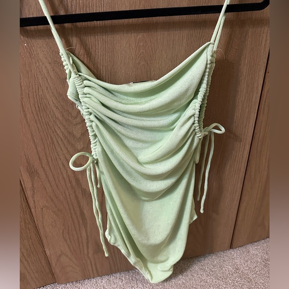 Princess Polly Green Ruched Cowl Neck Bodysuit - Picture 4 of 4